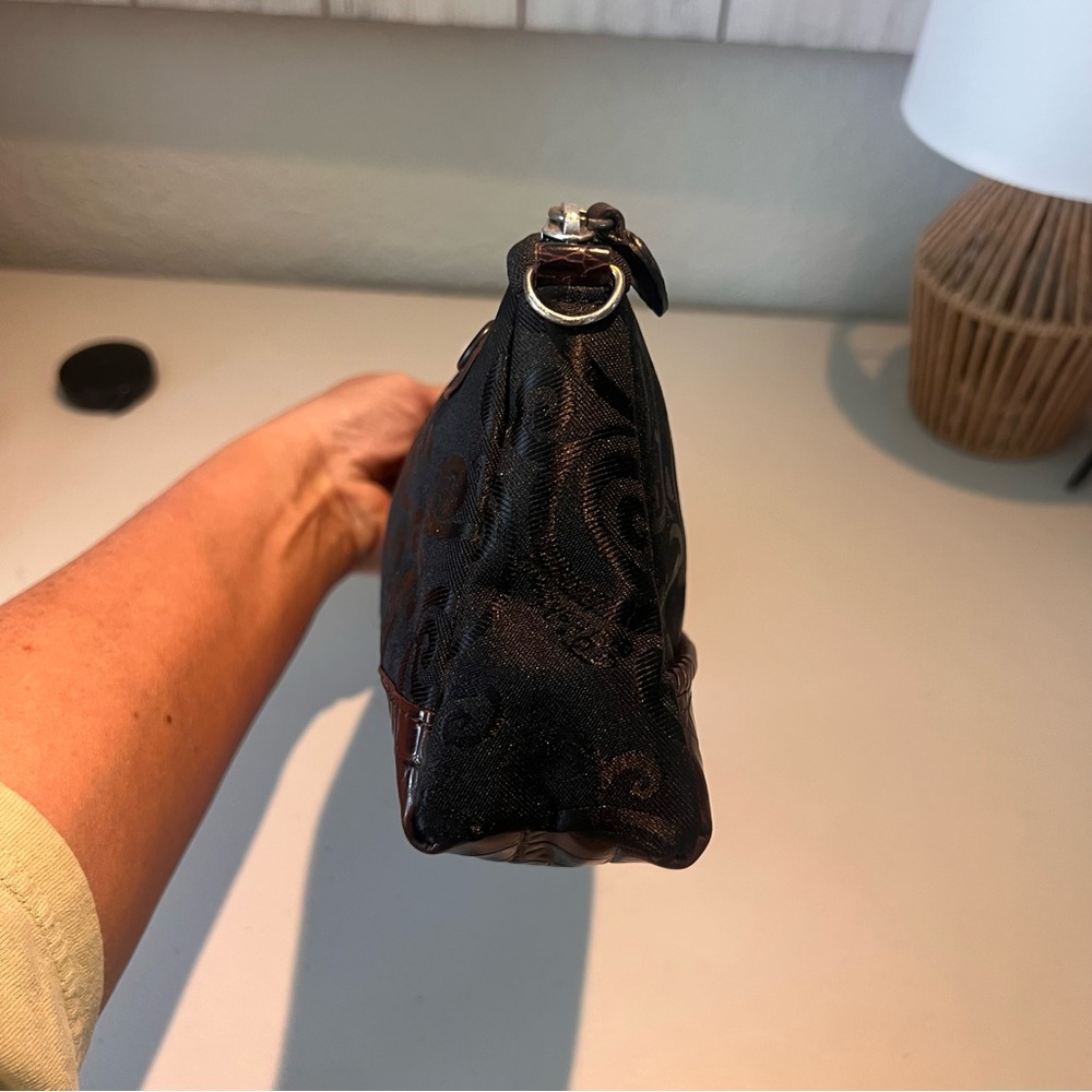 Brighton Toiletry Bag Signature Black with Embossed Brown Leather Heart Accents - Picture 5 of 12